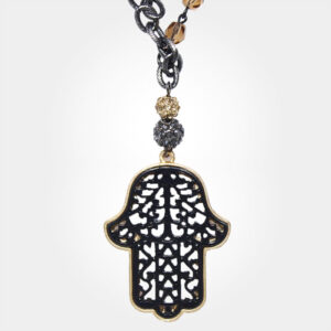 Gold & Black Hamsa Necklace