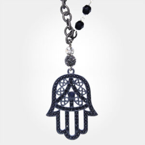 Hamsa Black Necklace