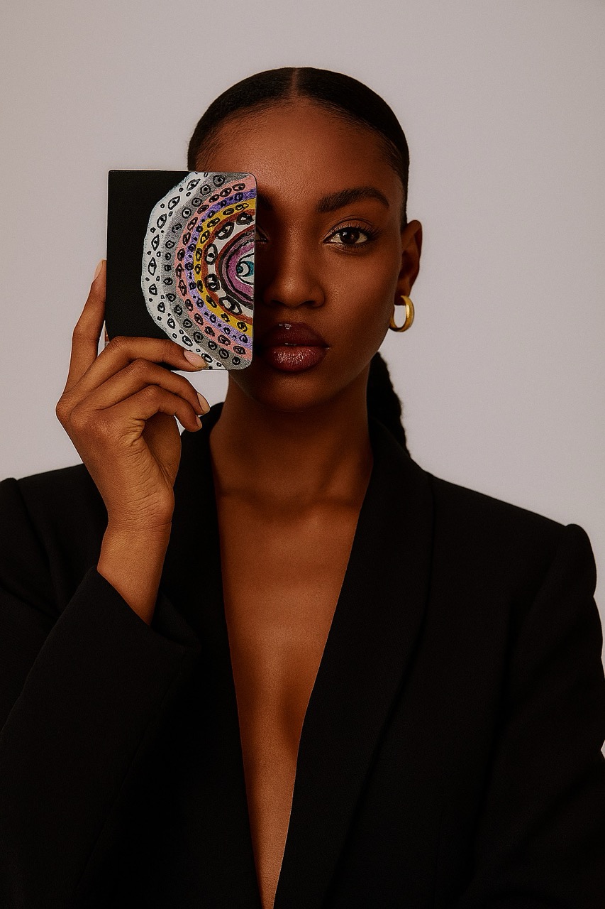 wearable art hand painted wallet – wink – by question mark 2 telamoda large wearable art hand painted wallet – wink – by question mark 2 telamoda large
