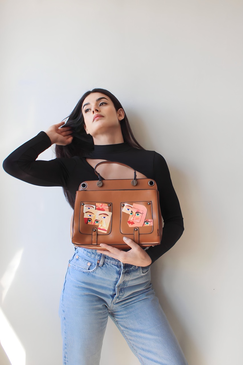 wearable art hand painted bag faces | by tom prinsell for telamoda 1 large wearable art hand painted bag faces | by tom prinsell for telamoda 1 large