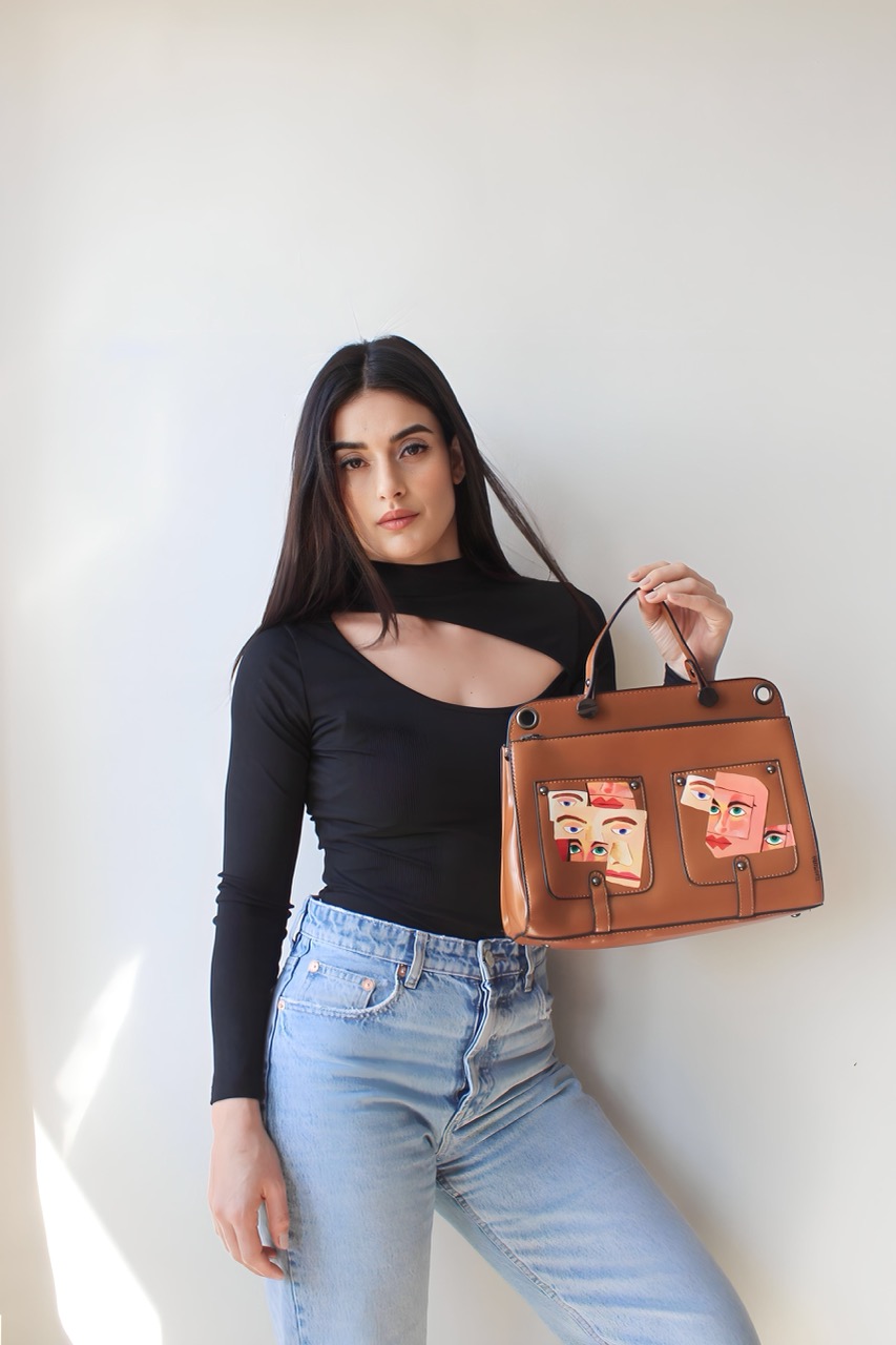 wearable art hand painted bag faces | by tom prinsell for telamoda 3 large wearable art hand painted bag faces | by tom prinsell for telamoda 3 large
