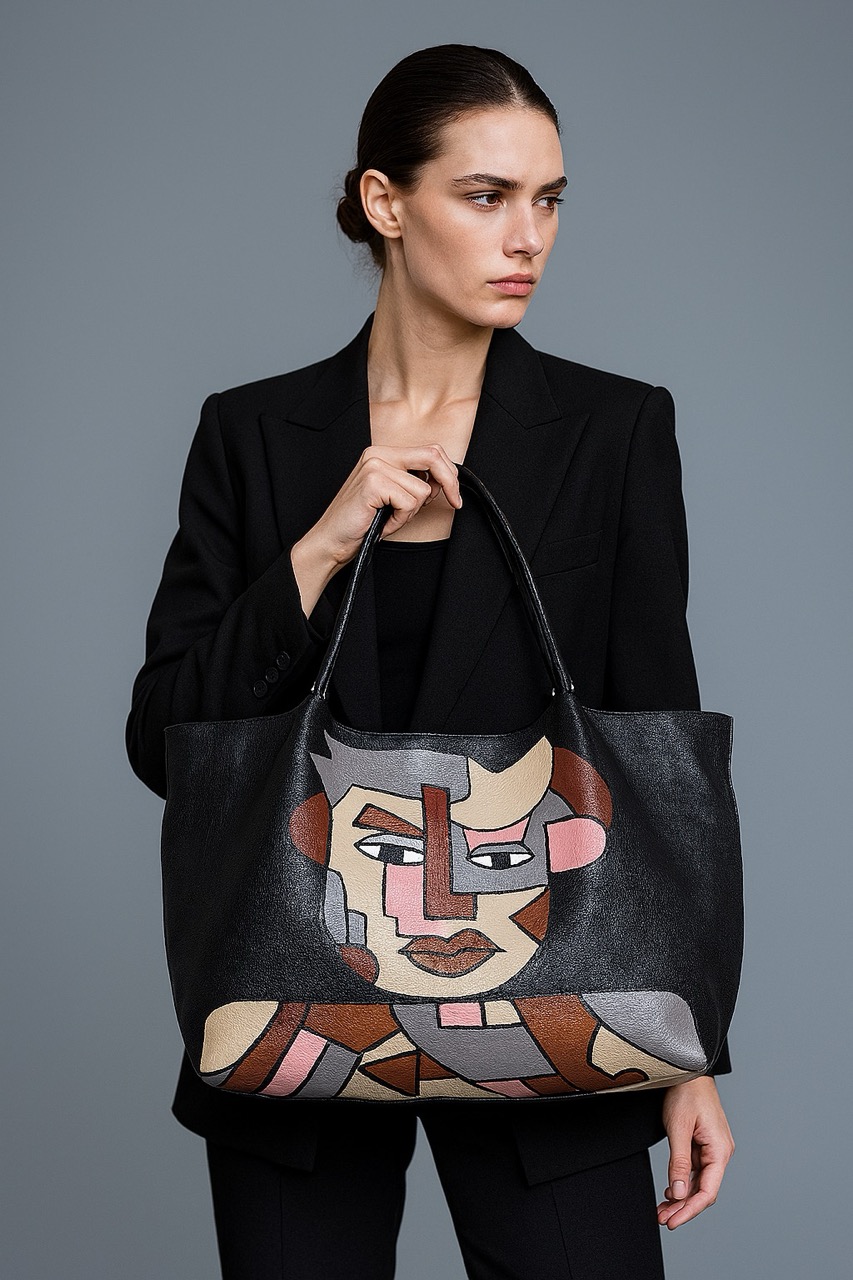wearable art hand painted tote dado by tarik mendes telamoda 3 large wearable art hand painted tote dado by tarik mendes telamoda 3 large