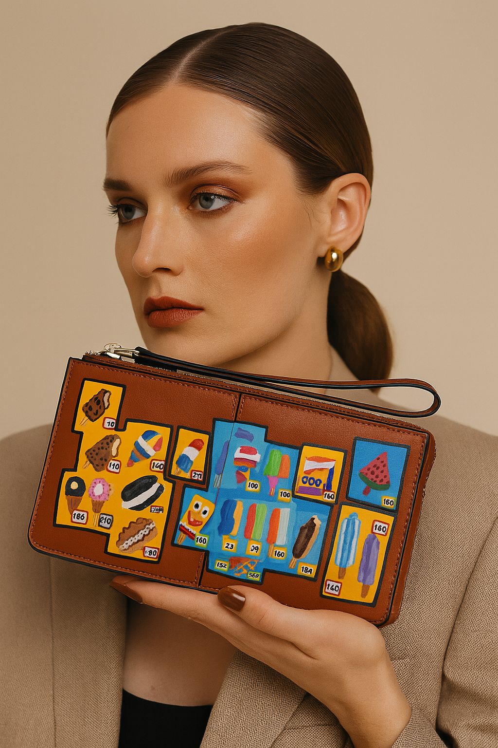 wearable art hand painted wallet ice cream menu by tom prinsell telamoda 1 wearable art hand painted wallet ice cream menu by tom prinsell telamoda 1