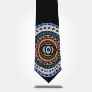 WEARABLE ART HAND PAINTED Tie - Circles Within -by Question Mark