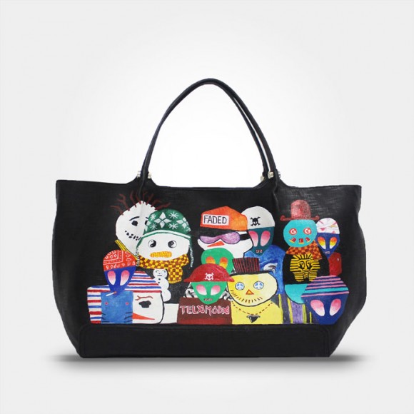 HAND PAINTED LEATHER TOTE