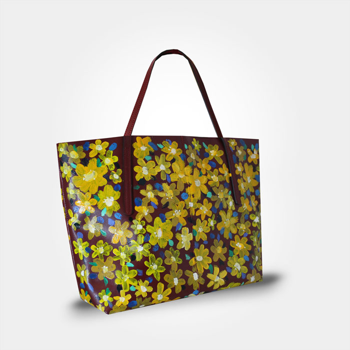 giorgiatote1 WEARABLE ART HAND PAINTED Tote - Flower - By Gioromo - Image 5